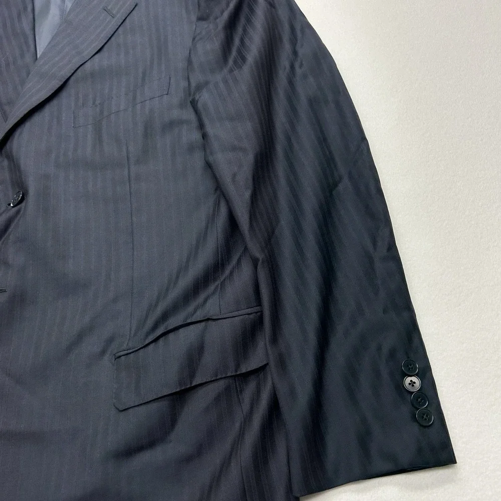 Ermenegildo Zegna Sport Coat Navy Striped Trofeo Wool 3 Button Blazer‎ 48R 58EU